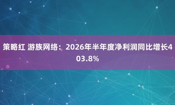 策略红 游族网络：2026年半年度净利润同比增长403.8%